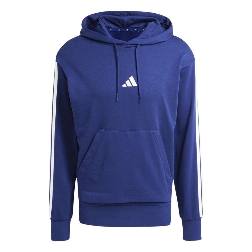 Adidas Mens 3 Stripes Hoodie / Dark Blue/White